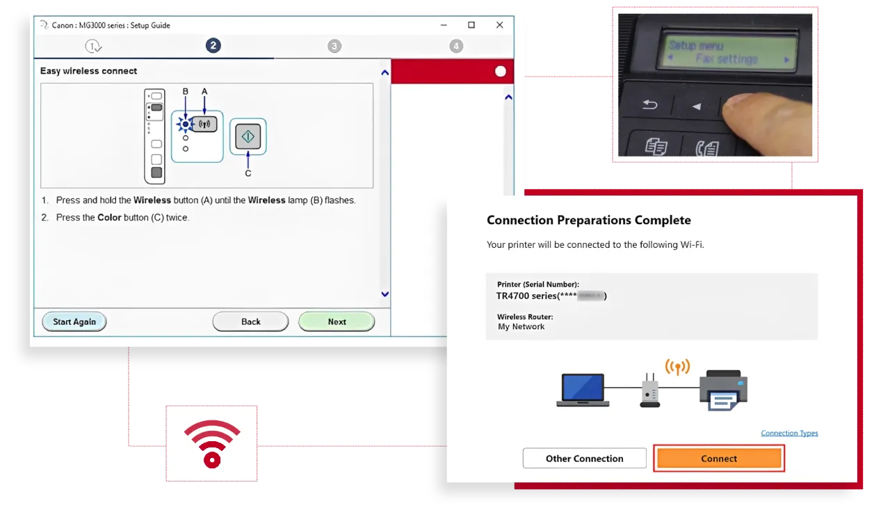 Canon TR4722 Printer to Wi-Fi